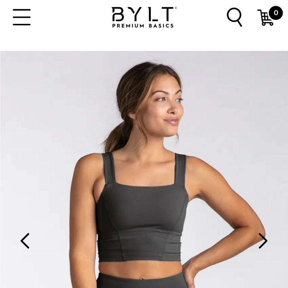 NWT Bylt Essential Sports Bra Premium Basics in Dark - Charcoal